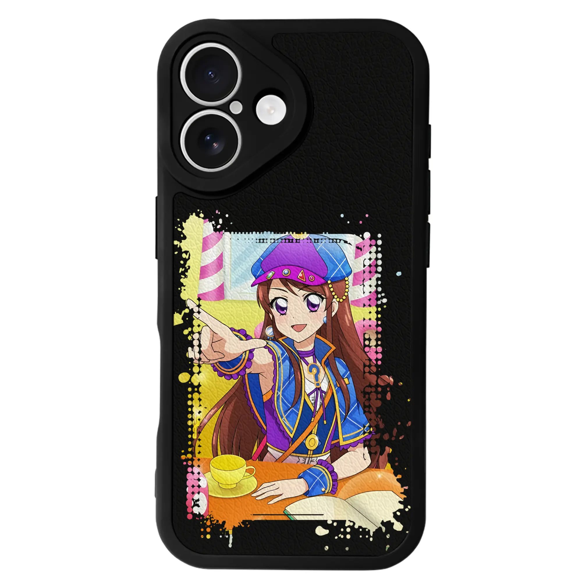 アイカツ グッズ 紫吹 蘭 - IPhone 16シリーズ対応 ・ シリコンスマホケース ・ レザー調 ・ 高精度フィット ・ 耐衝撃 ・ ワイヤレス充電対応 ・ 精密カット